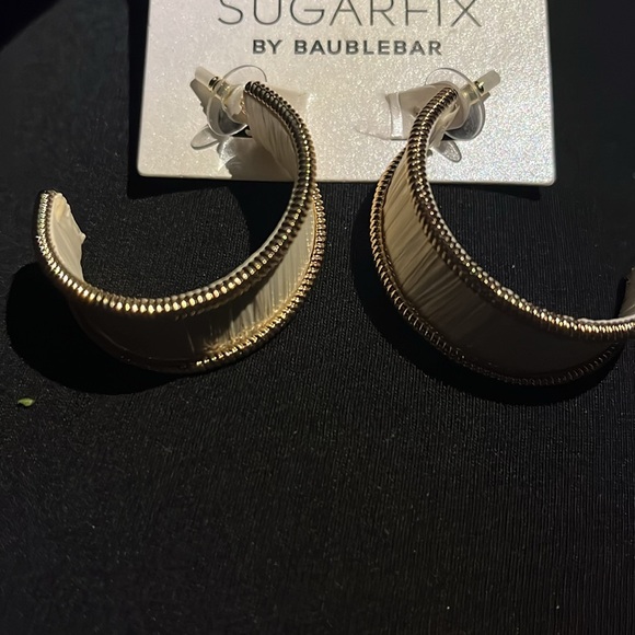 Sugarfix by baublebar statement earrings thread gold hoops curve nwt detail - Picture 4 of 5